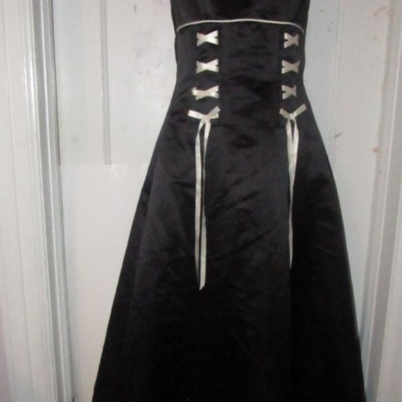 Jessica McClintock Black Silk Strapless Corset Mid - Picture 2 of 8